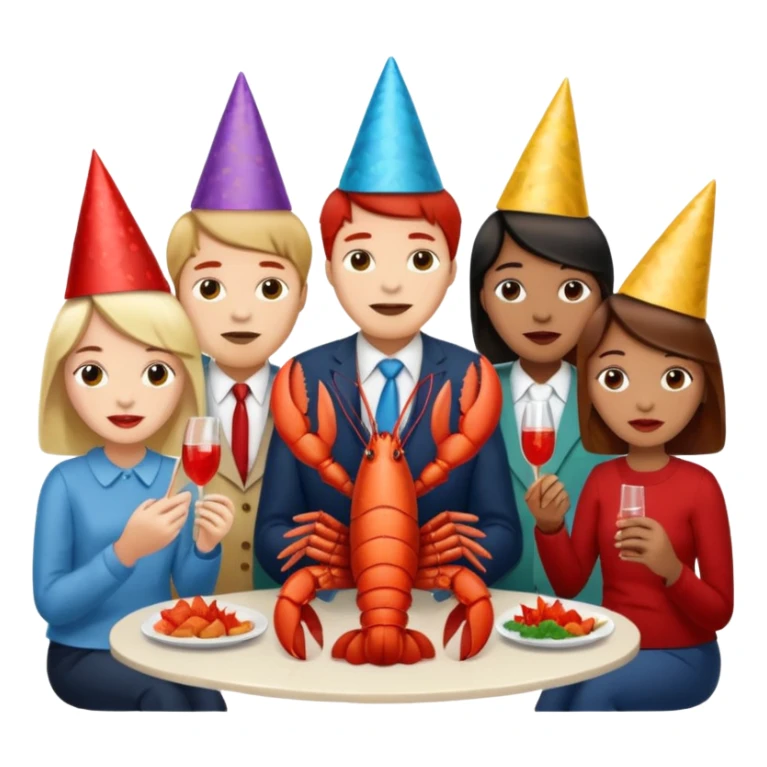 200 people eating lobster at a family party sticker