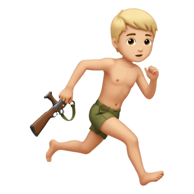 Child boy naked hunting running sticker
