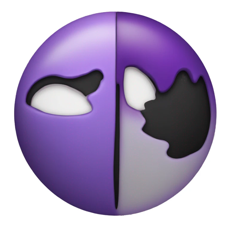 A hearth, left side is purple paint, right side is black paint,in between a light fusion turning to purple sticker