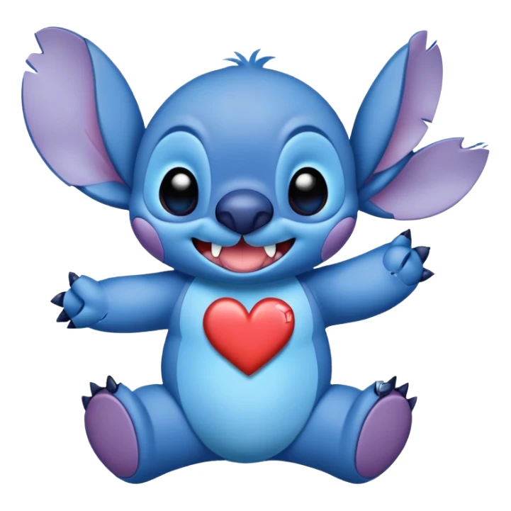 Stich con un corazón diciendo hola bombón sticker