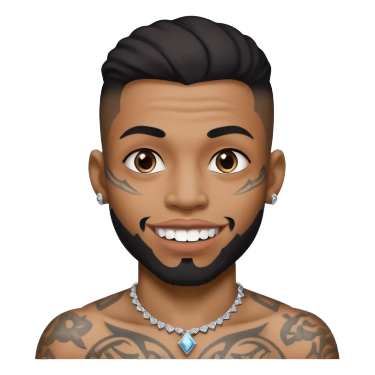 A black/mixed man tattooed face with silver and diamond teeths sticker