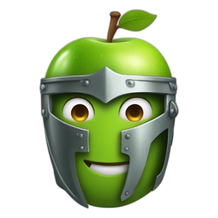green apple in a knight helmet sticker