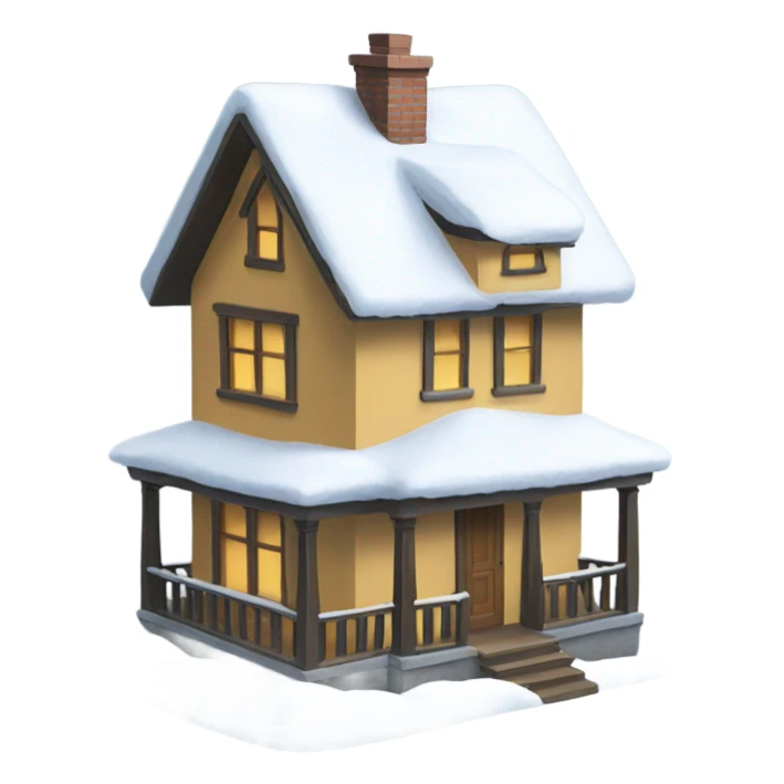 House with snow on roof sticker