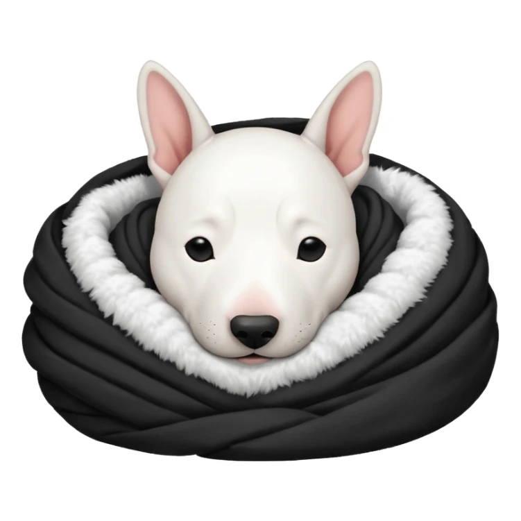 bull terrier sleeping cozy with blanket black head and ears sticker