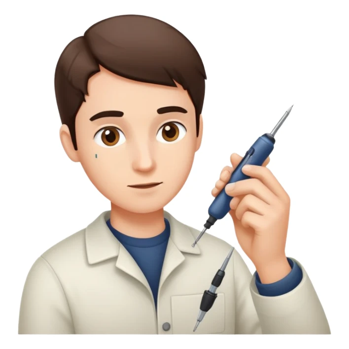 Person carefully adjusting or tweaking a device with a small tool like a screwdriver sticker