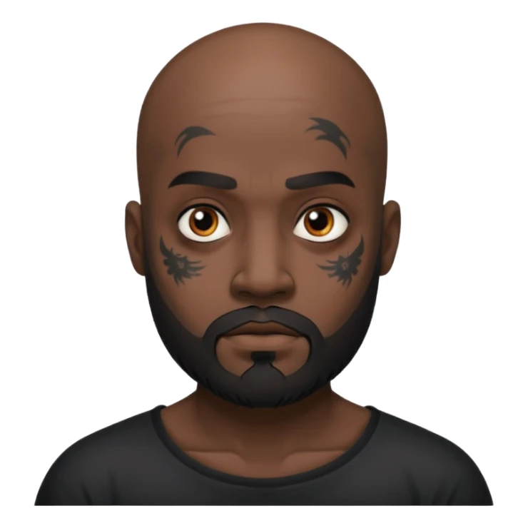 bald bearded man with black face tattoo sticker