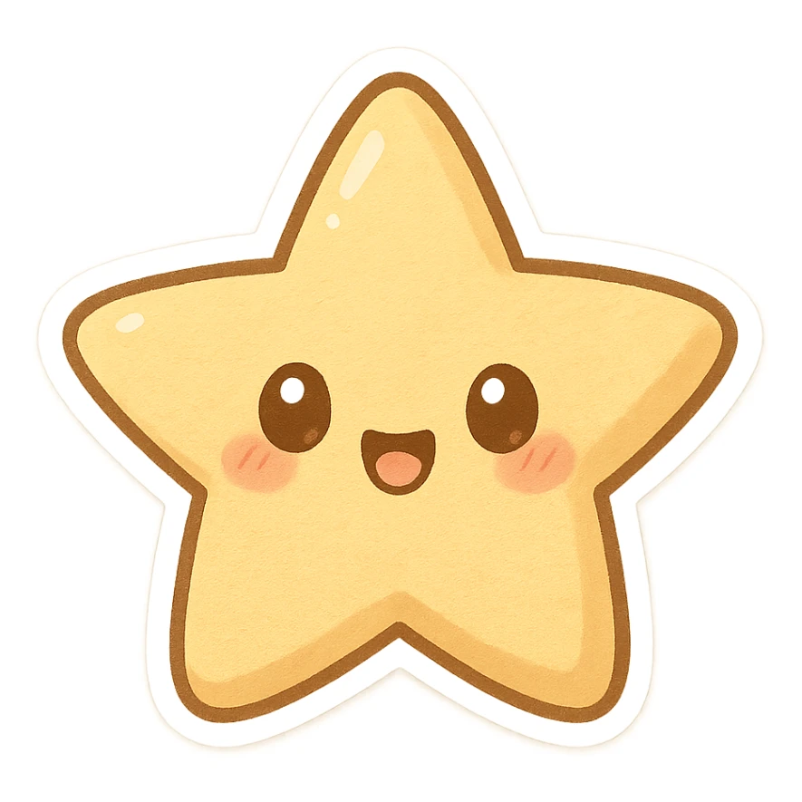 star with face, chibi stickers style sticker