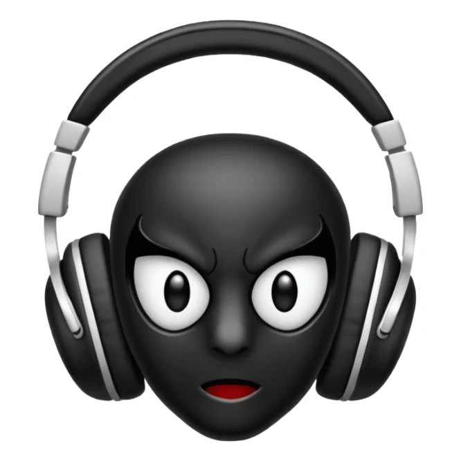 The black spider emoji but with white headphones sticker