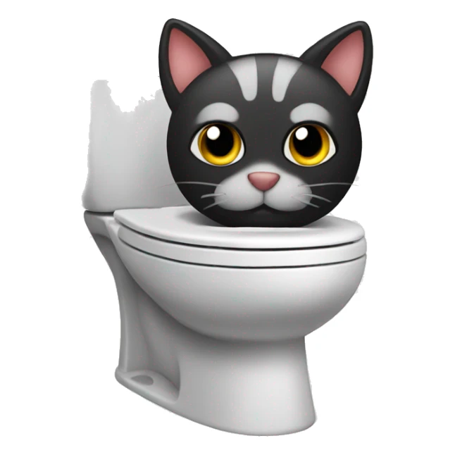 Toilet with a cat's head sticker