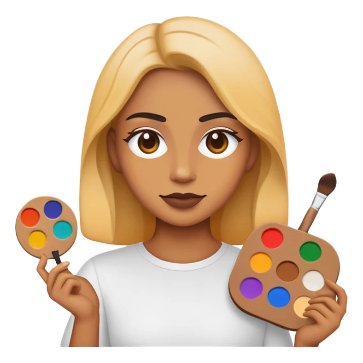 minimalist logo for self2.art, person with palette, emoji style, transformation of selfie into art sticker