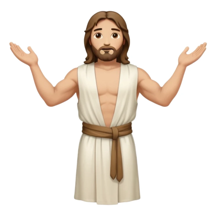 fullbody jesus christ jacked, sleeveless white robe and arm crossed sticker