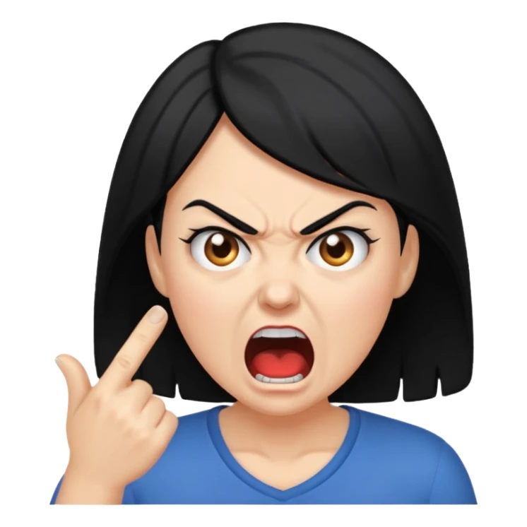 angry mom with black hair yelling sticker