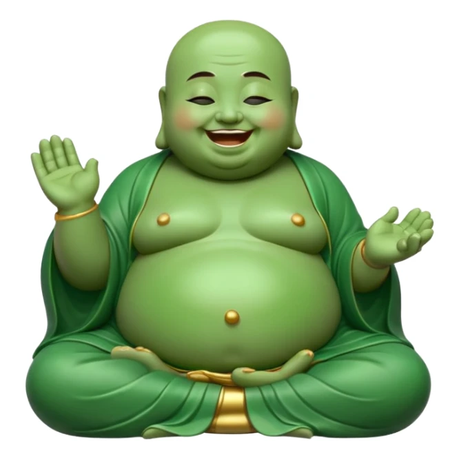 A fat meditating buddha statue jade figure laughing and smiling sticker