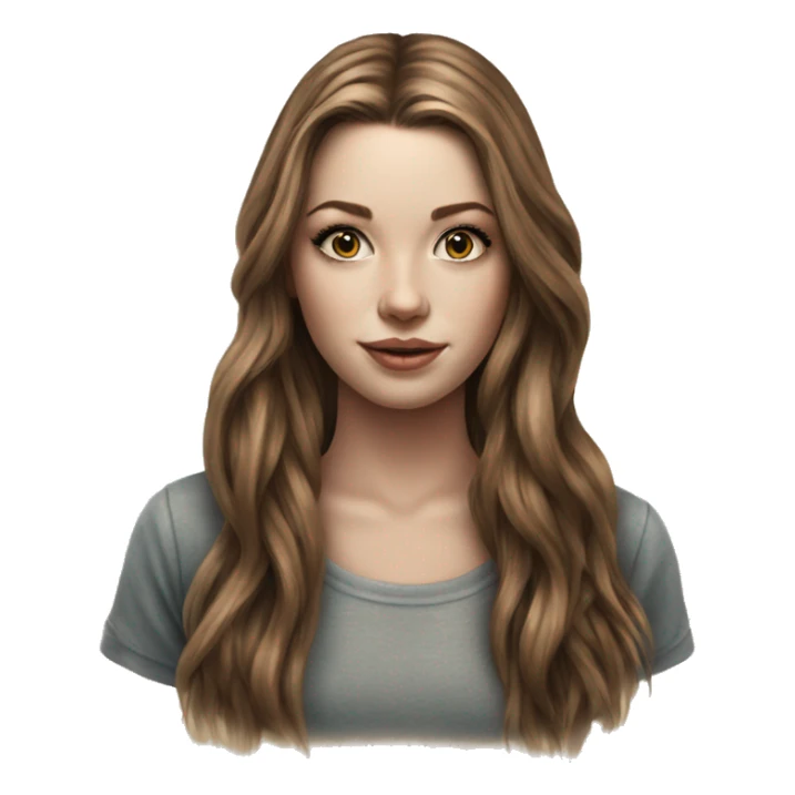 Hyperrealistic beautiful white girl tattoo with long brown hair  sticker