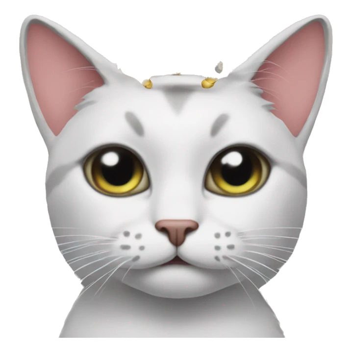 A sassy cat emoji wearing a tiara and batting its eyelashes sticker