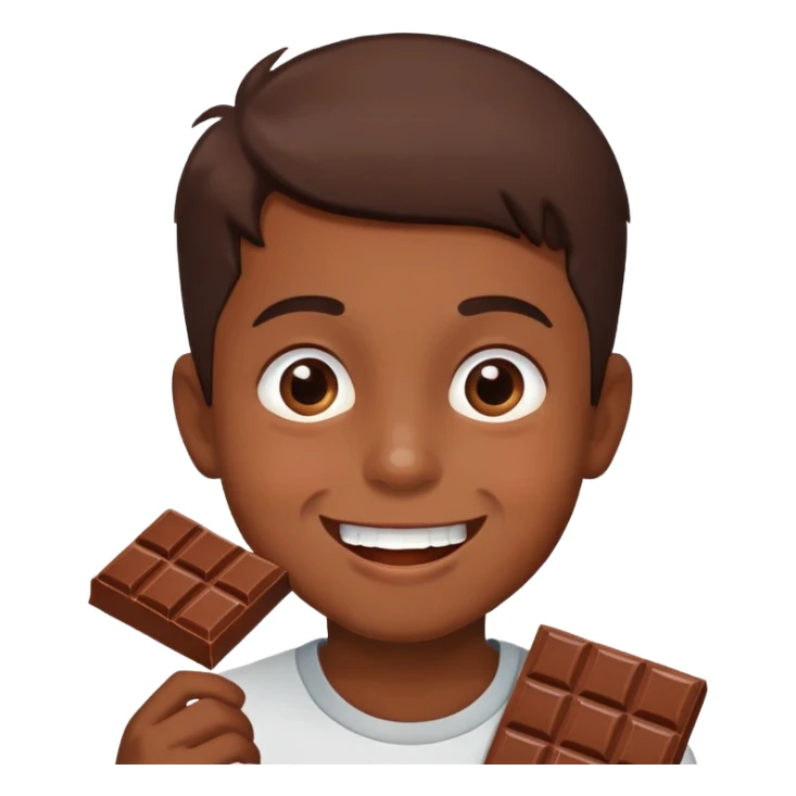 Brown boy eating chocolate  sticker
