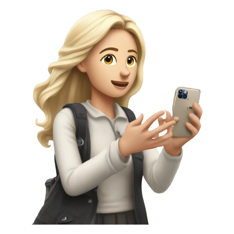 iPhone 14 Pro Max dropping out of Caucasian lady’s left hand sticker