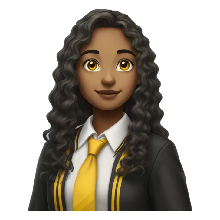  Hyper realistic girl with long curly hair wearing Hufflepuff school uniform sticker
