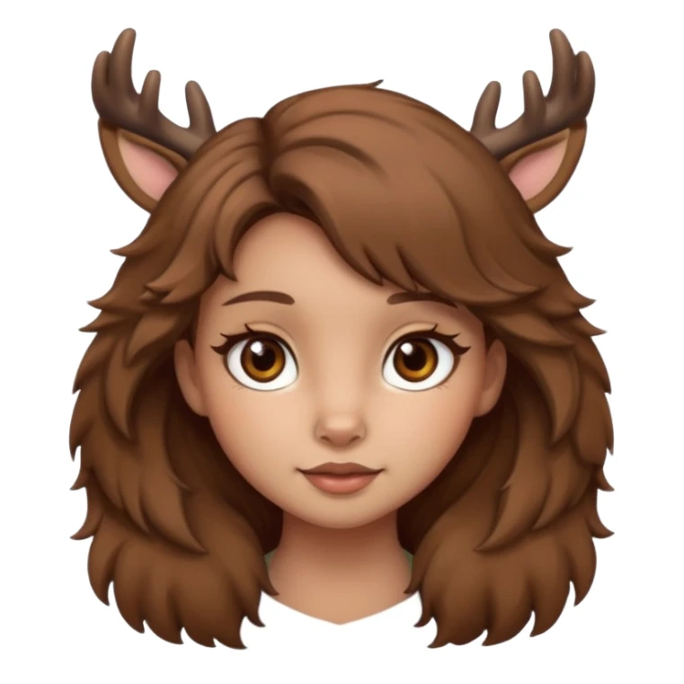 Make a cute girl deer with brown hair and brown eyes sticker