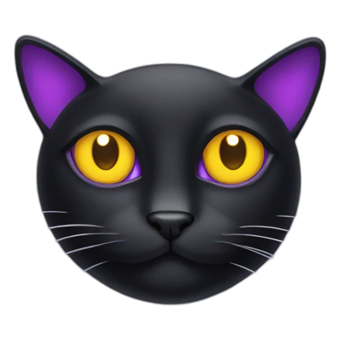 Black cat with purple and yellow eyes sticker