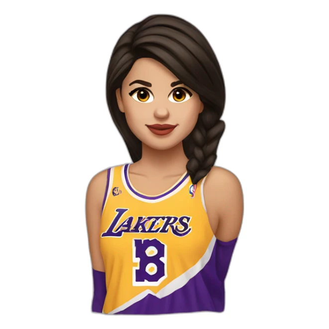 selena gomez with yellow lakers jersey sticker