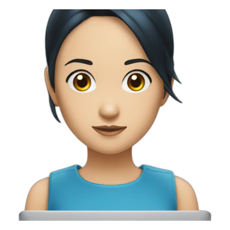 nico robin wearing blue with a macbook sticker