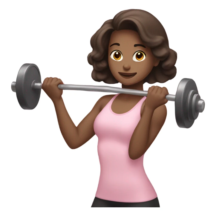 brunette girl lifting weights in light pink  sticker