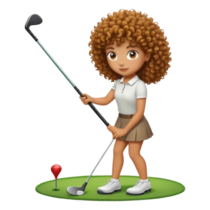 Tanned girl curly hair golfing sticker