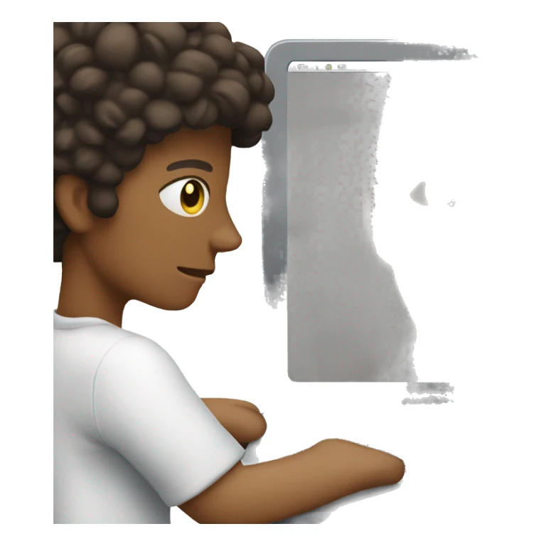 close shot of a person behind their laptop sticker