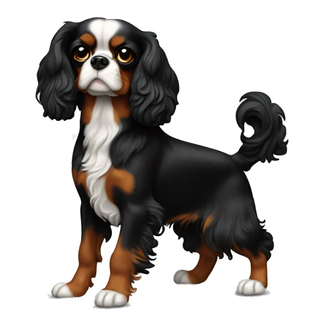Cavalier King Charles noir et feu qui sourit sticker