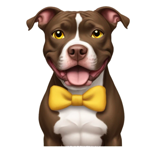 Rednose pitbull with yellow eyes, smiling with bow  sticker