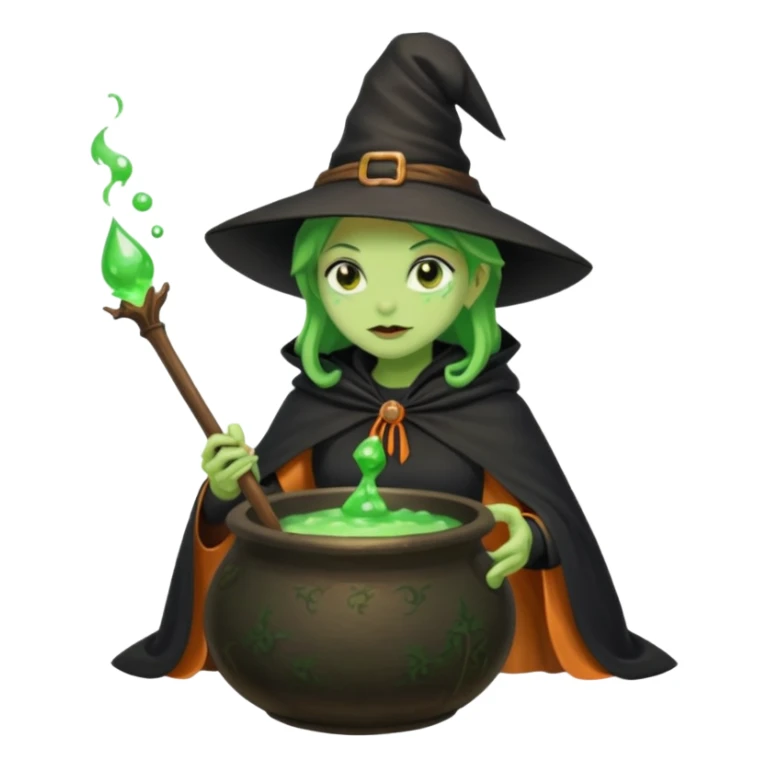 green witch cooking potion sticker