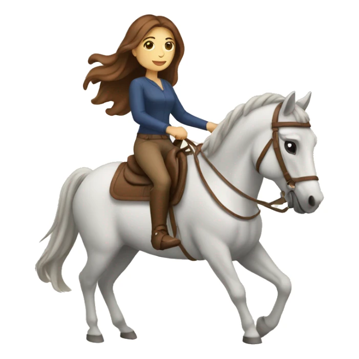 Woman with brown hair riding a brown horse sticker