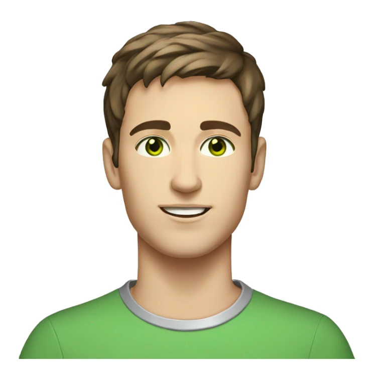 Young men Short Brown hair, green eyes, silver necklace,  sticker