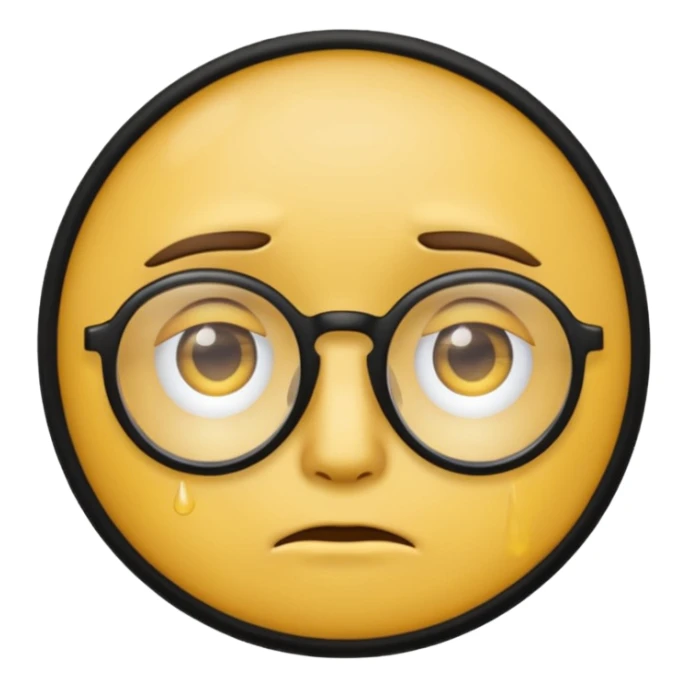 Make a sad emoji + glasses emoji sticker