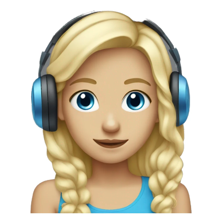Blonde girl blue eyes listening to music  sticker