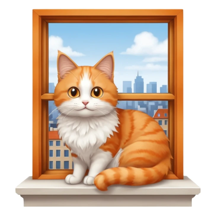 Window with cat on sill + warm lamp glow sticker