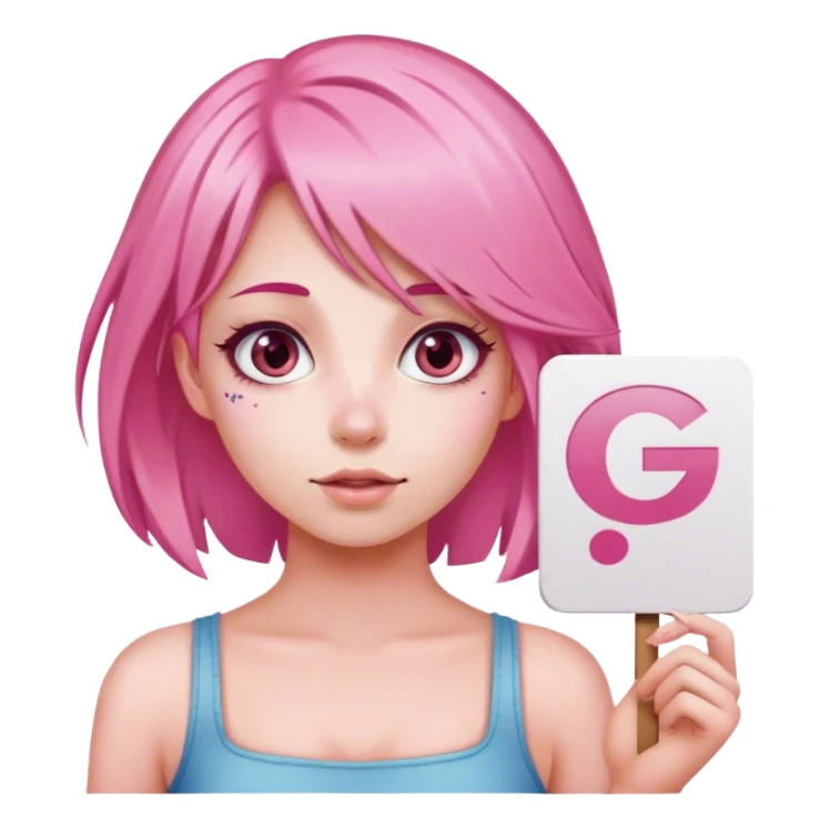 girl with pink hair sign saying GG sticker