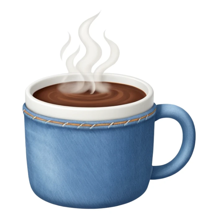 mug of hot chocolate with denim design sticker