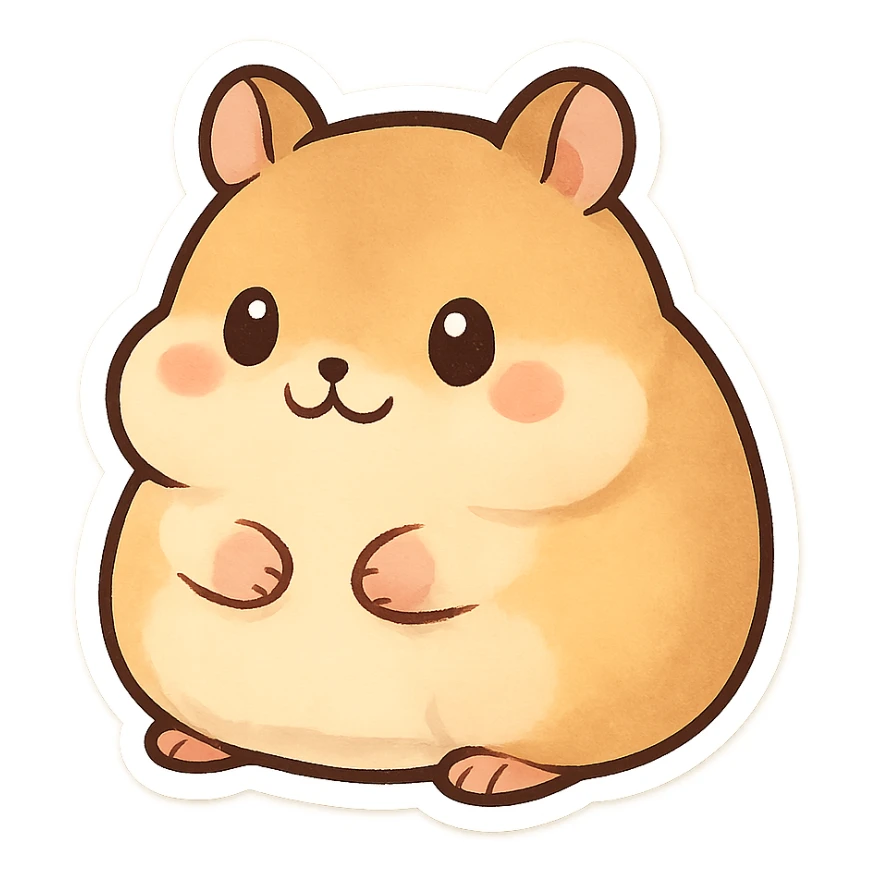 a chubby animal, cute and plump, cartoon style, chibi stickers style, adorable and rounded sticker