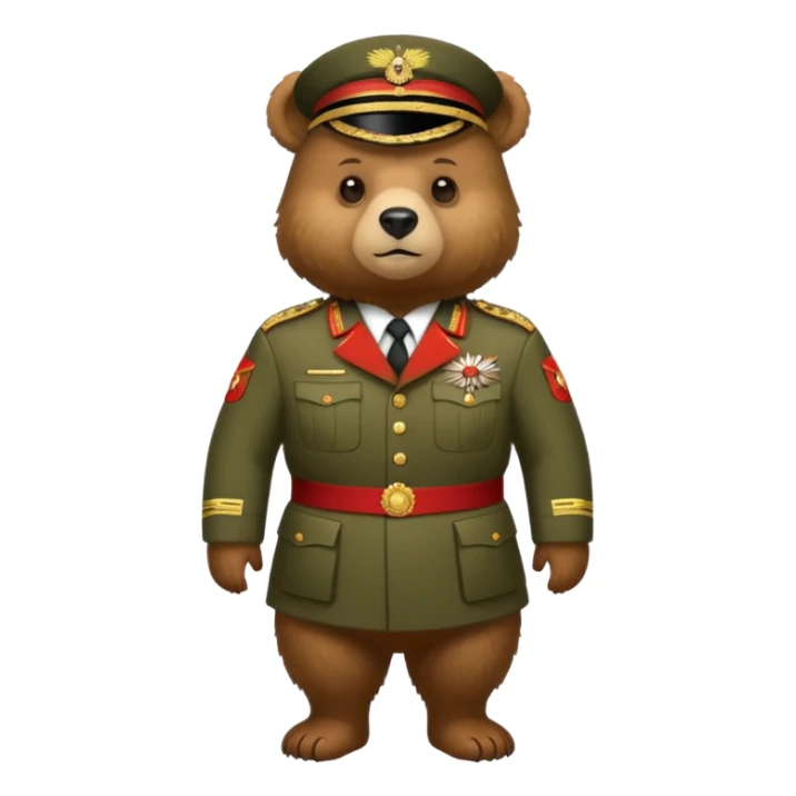 A bear in a Russian military uniform sticker