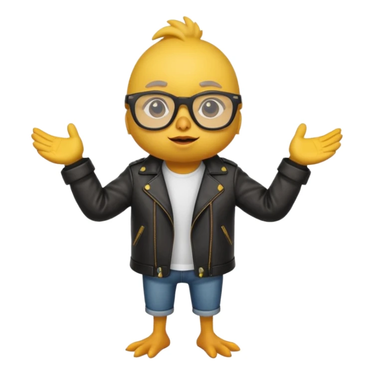 chick animal with glasses, wearing leather jacket sticker