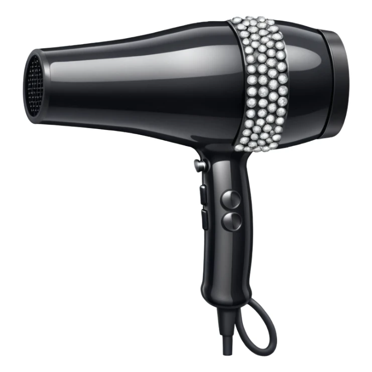 black blow dryer covered in diamonds sticker