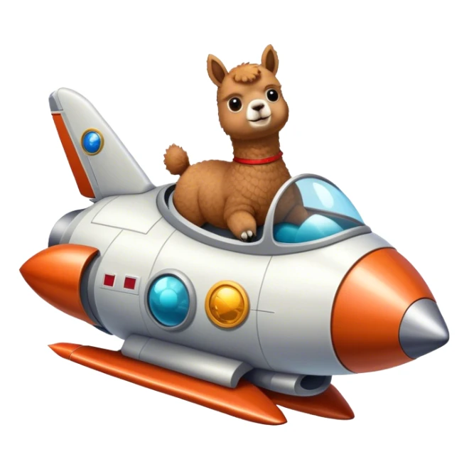 alpaca in rocketship flown to the moon sticker