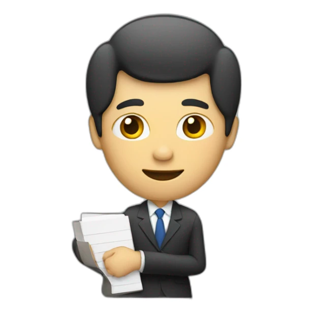 a man in a suit holding a folder in his right hand sticker