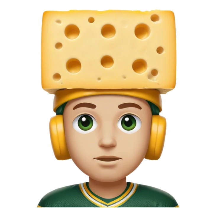 Packers fan with a block of cheese on his head sticker