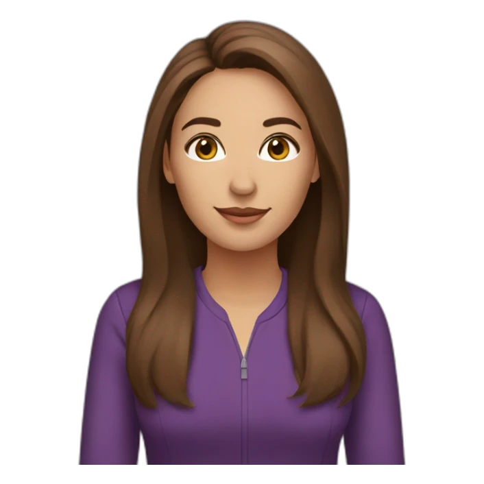 woman strategic planner with purple pull over without glasses, brown and long hair sticker