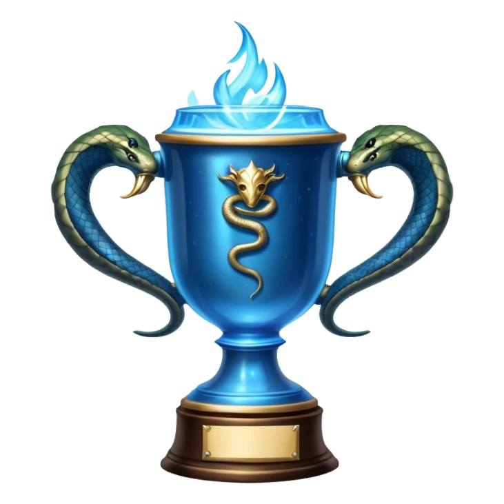 Harry Potter Triwizard Cup trophy with snake handles, blue glowing magical cup sticker
