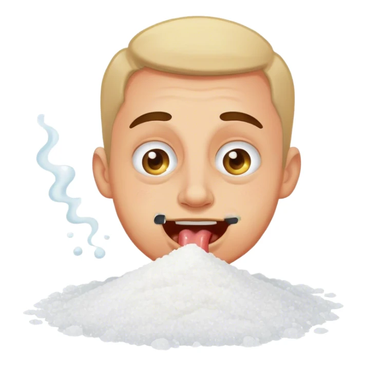 Happy man snorting salt with big pupils sticker