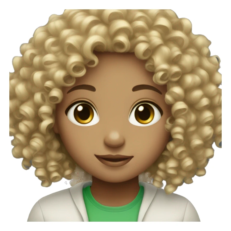 curly hair girl with green eyes and light skin  sticker